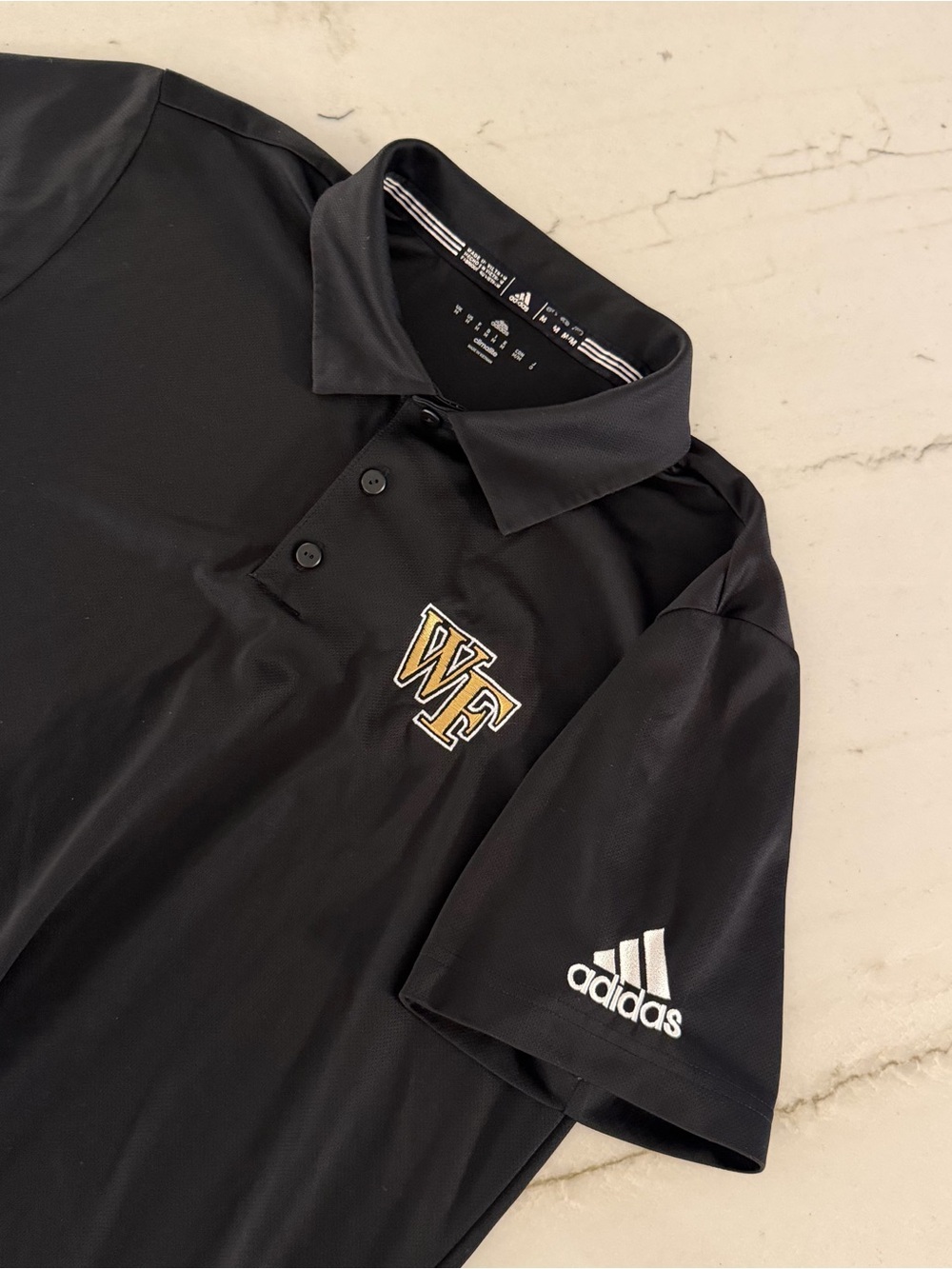 Wake Forest Demon Deacons Polo Shirt Mens Medium Black NCAA Golf Adidas